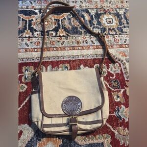 Duluth Pack Leather & Canvas Crossbody Satchel Tan Brown